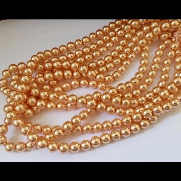 Quality Czech Glass Pearl Beads 10mm- Peach - Picture 3 of 5